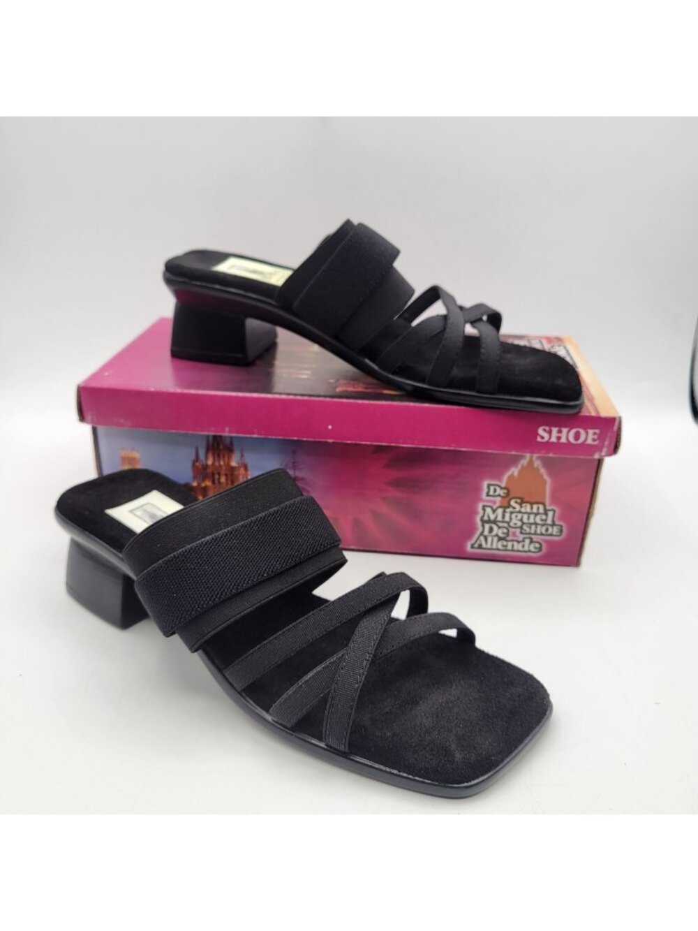 San Miguel Shoes Women's 7 Cocktail Combat Sandals Black Slip On Comfort NWB